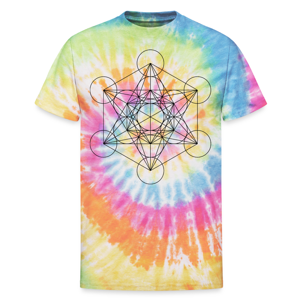 Metatron's Cube Unisex Tie Dye T-shirt - rainbow
