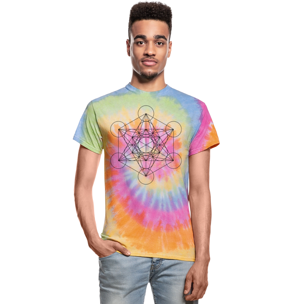 Metatron's Cube Unisex Tie Dye T-shirt - rainbow