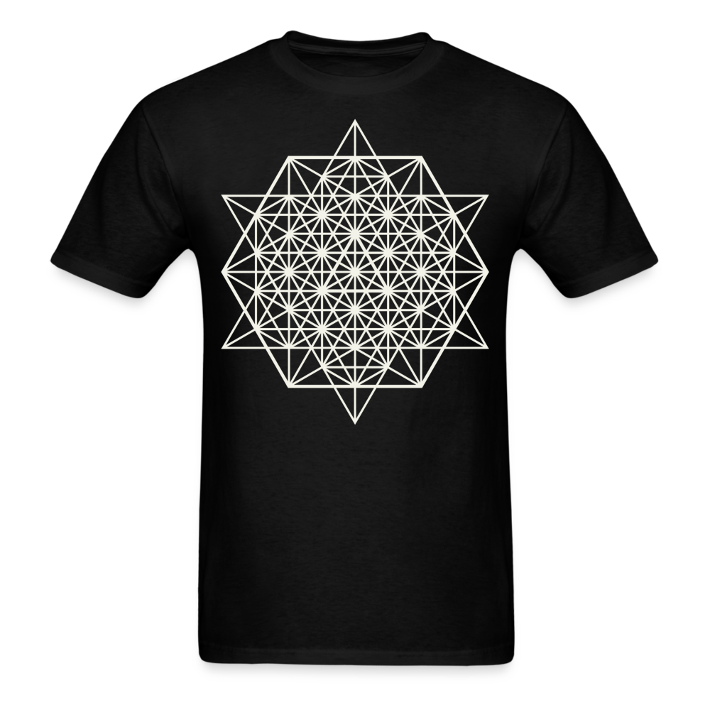 64 Tetrahedron Grid Unisex T-Shirt - black