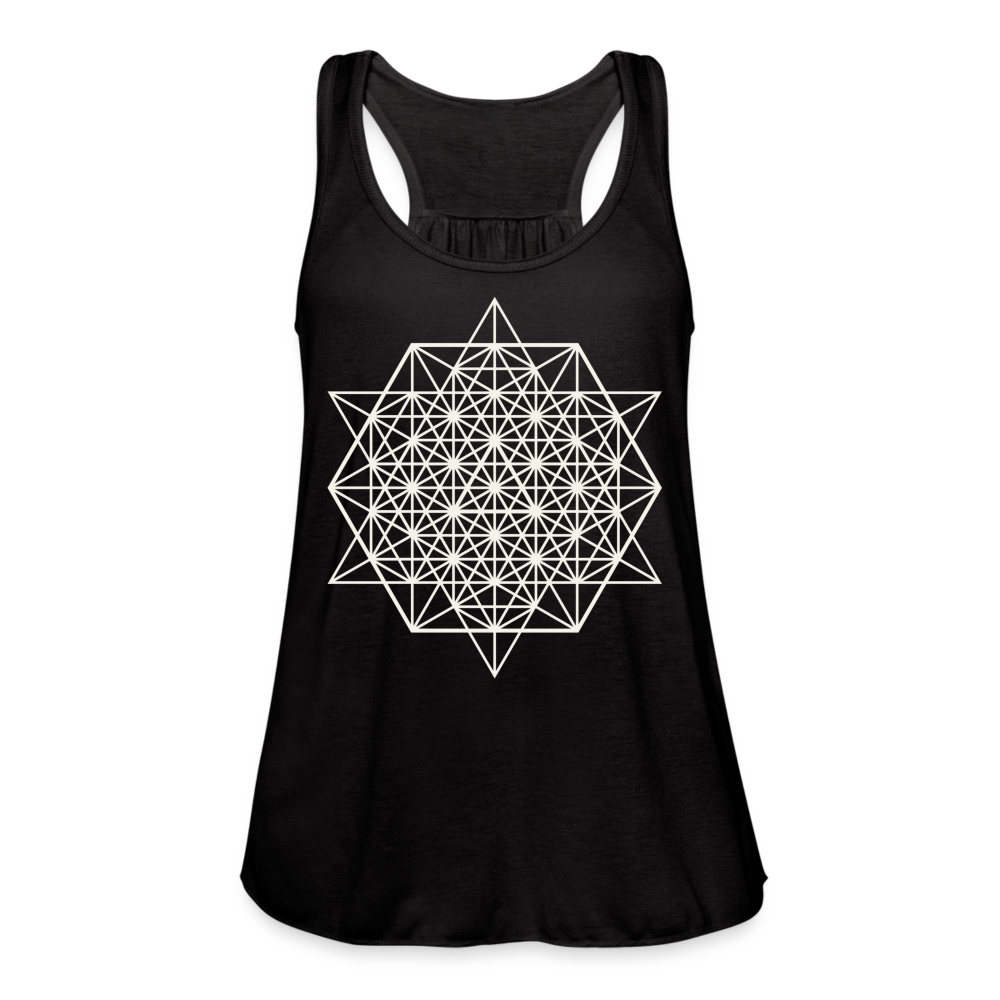 64 Tetrahedron Grid  Women's Flowy Tank Top - black