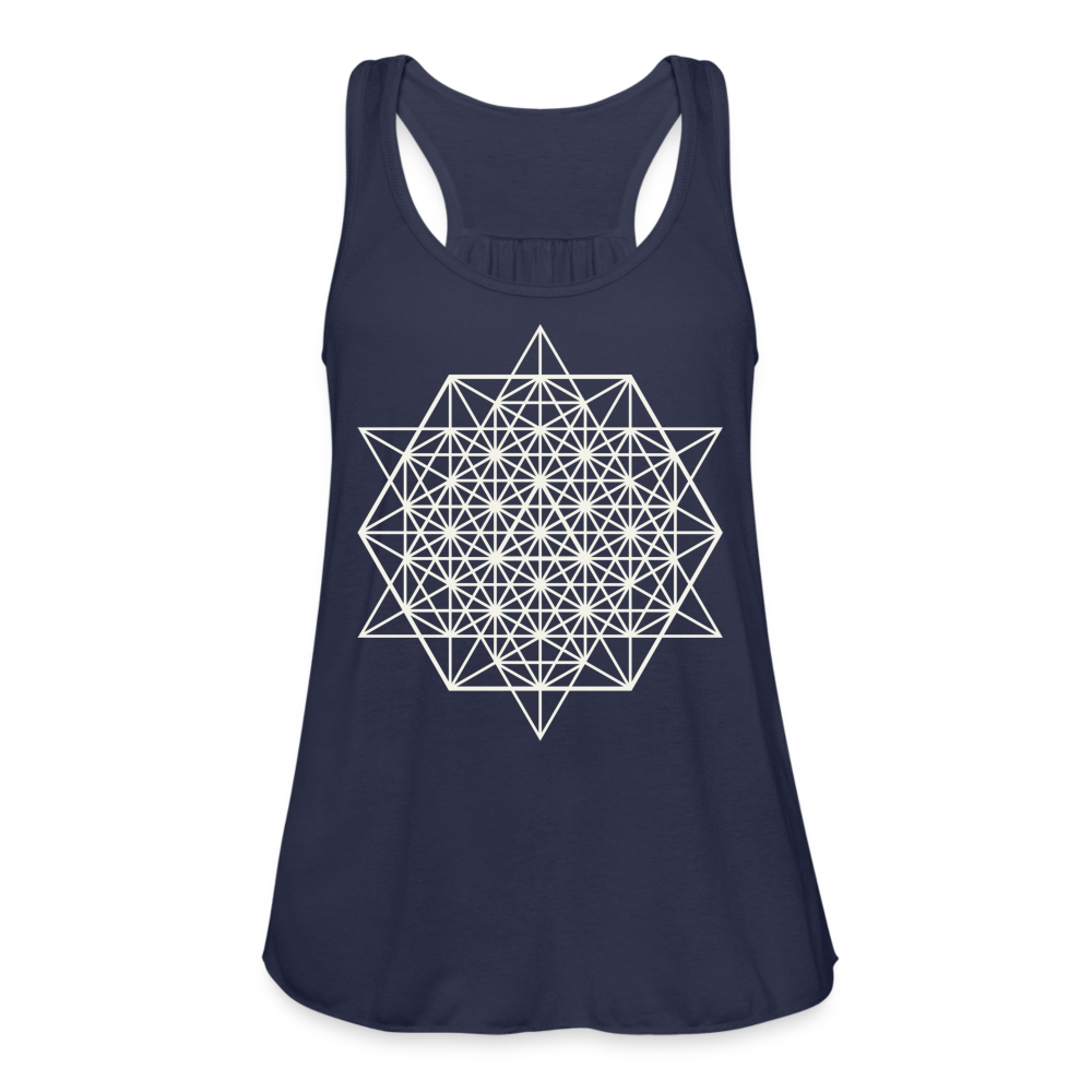 64 Tetrahedron Grid  Women's Flowy Tank Top - navy